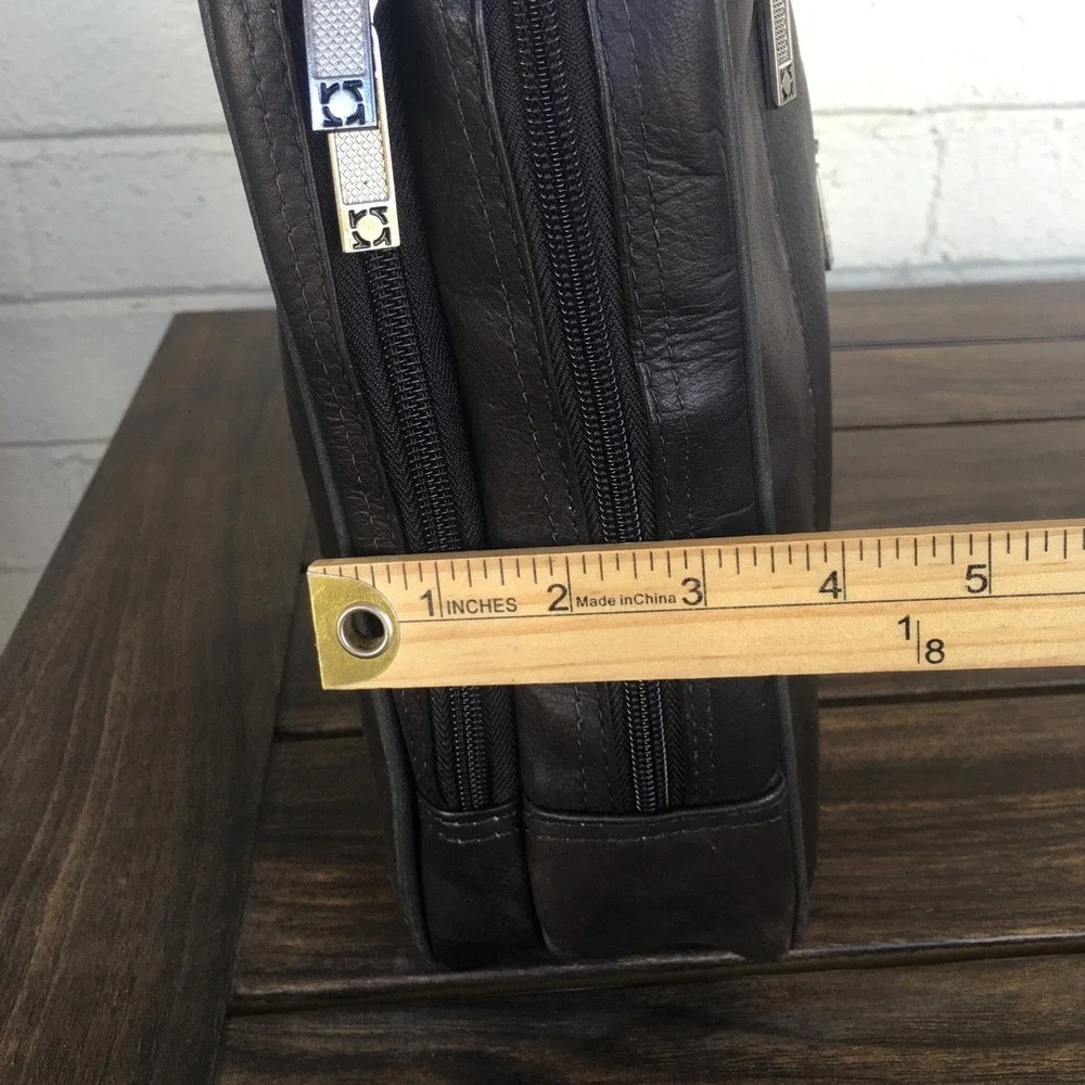 Vintage Kenneth Cole Laptop Bag Briefcase Brown Pebbled Leather 7 Compartments